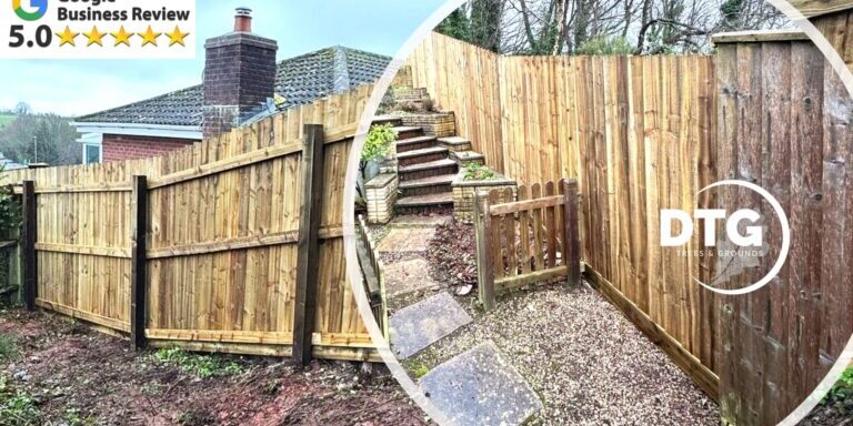 New wooden garden fence installed by Devon Trees & Grounds Ltd in Devon.