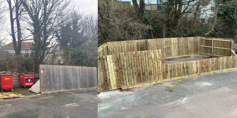 New wooden fence installation by Devon Trees & Grounds Ltd in Devon.